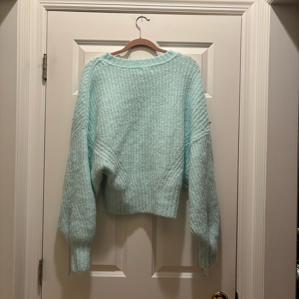 Anthropologie Pilcro The Blake Slouchy Sleeve Crewneck Sweater S Blue Dolman Rib - Picture 6 of 9